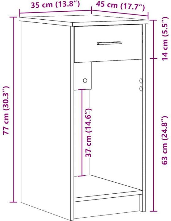 Produktbild VidaXL Computerschrank mit Schublade Braun Eichen-Optik 35x45x77 cm PC-Schrank (35 x 45 x 77 cm)