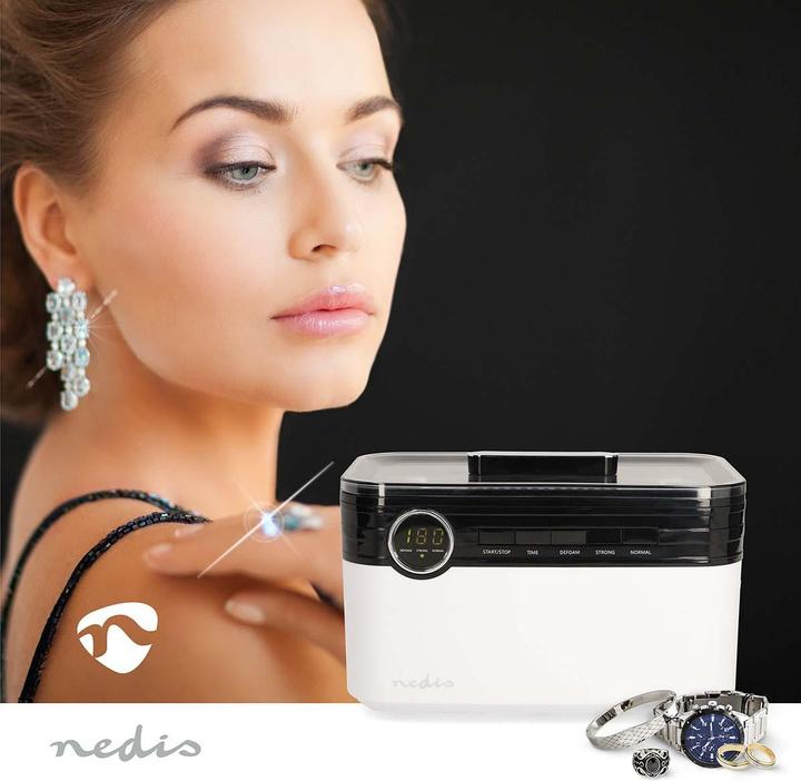Actual product image Nedis Ultrasonic jewellery cleaner | Mains power supply | 220 - 240 V AC 50/60 Hz | Euro / Type-C (C (43 kHz, 1800 ml)