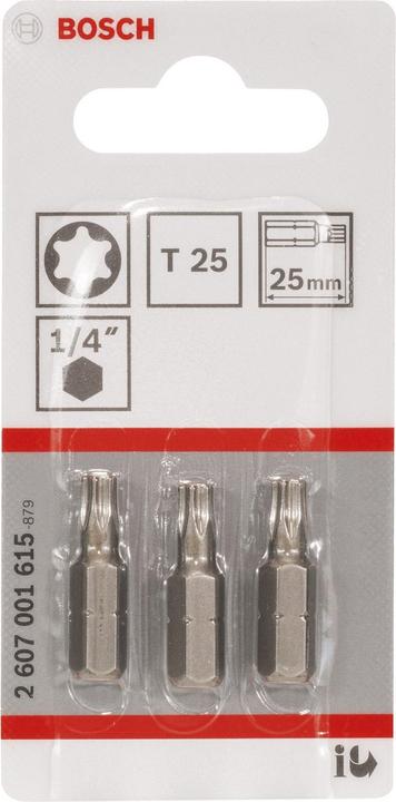 Produktbild Bosch Professional Zubehör Schrauberbit Extra-Hart T25, 25 mm, 3er-Pack (T25)