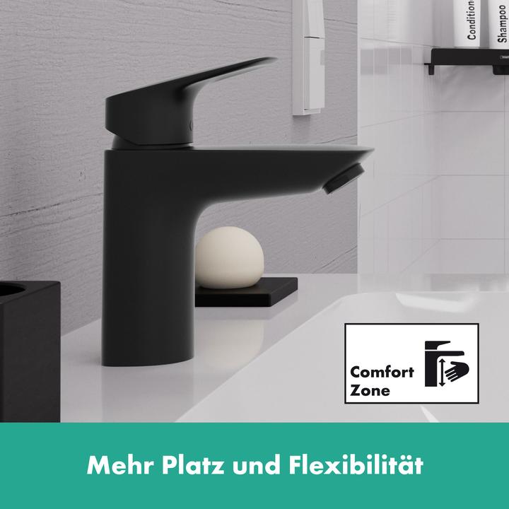 Actual product image hansgrohe HG single-lever basin mixer 100 LOGIS DN 15 m PushOpen AG matt black