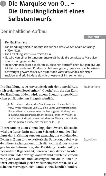 Actual product image Lektürehilfen Heinrich von Kleist "Die Marquise von O.../Das Erdbeben in Chili" (German, 2017)