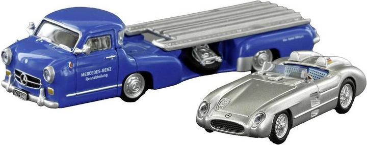 Lemke Mercedes Benz racing transporter The Miracle + 300 SLR Roadster (Track H0)