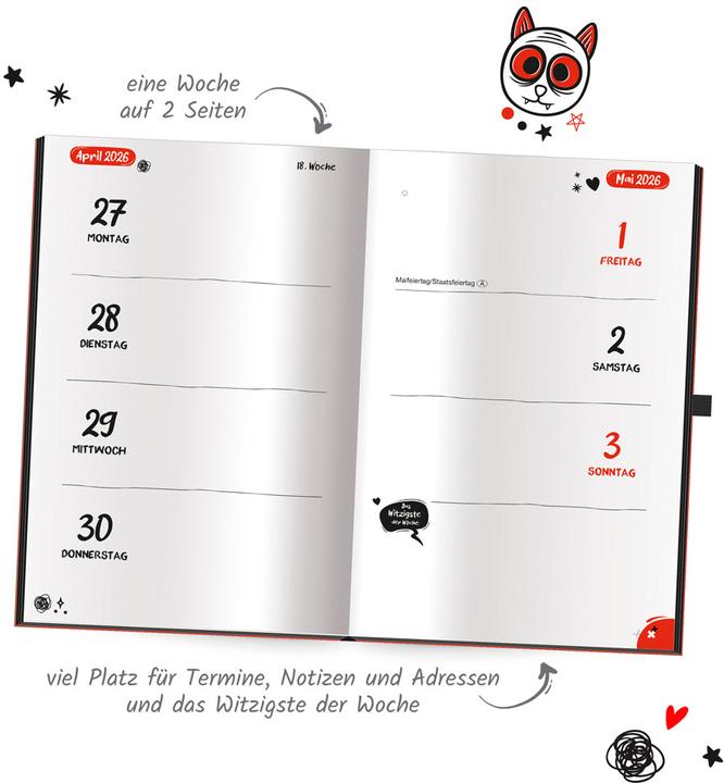 Actual product image Trtsch book calendar The somewhat different annual planner Black humour 2026 (10 x 16 cm, German)