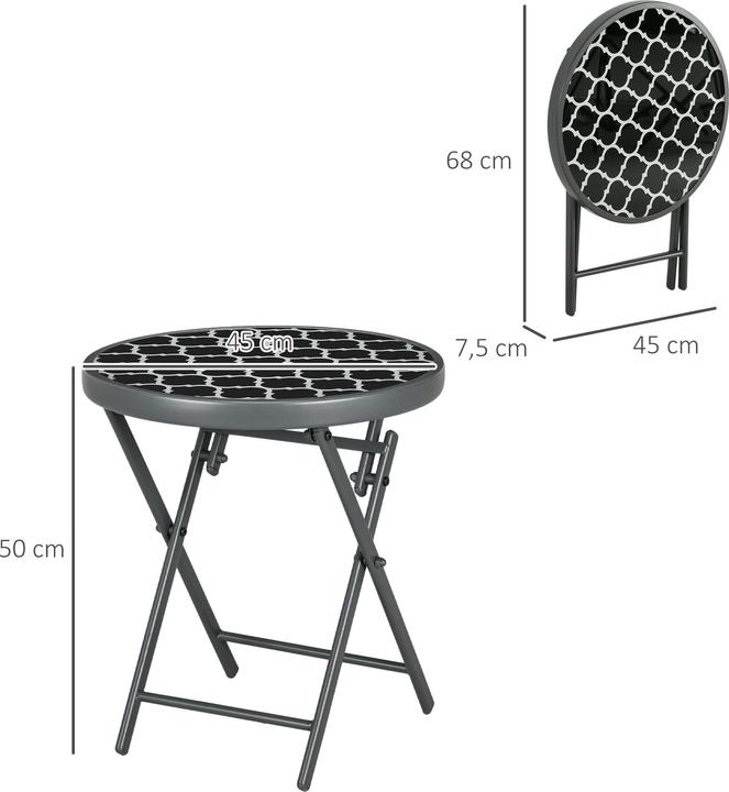 Image du produit Outsunny Table d'appoint ronde avec fonction de pliage
