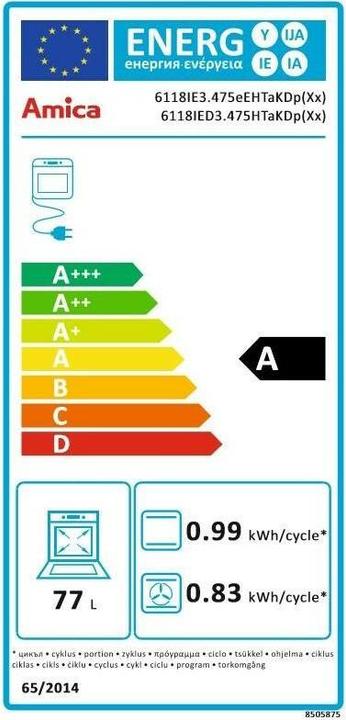 Energy Label Amica 6118IED3.475HTaKDp