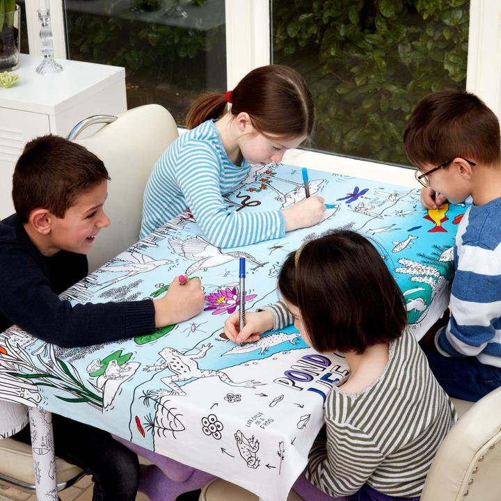 Actual product image Eat Sleep Doodle Children's tablecloth - la vie de l'étang (130 x 85 cm)