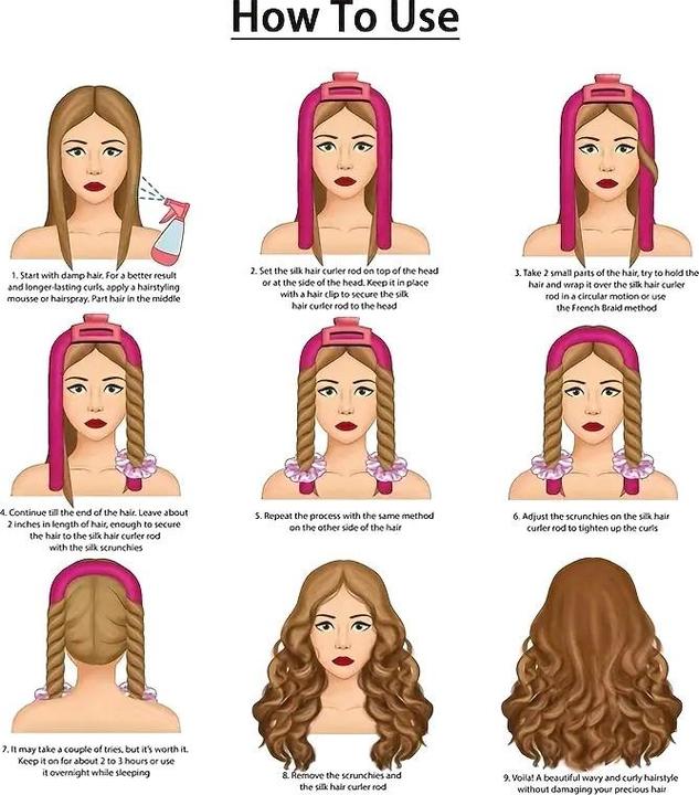 Produktbild ASMI Soft Heatless Curling, Lockenwickler ohne Hitze, 3-teilig