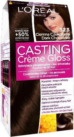 L'Oréal Paris Creme Gloss Cream colorant No.323 Dark chocolate (323 Ciemna Czekolada)