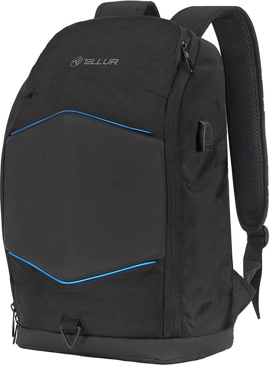 Tellur 15.6 Notebook Backpack Illuminated Strip, USB port, juodas
