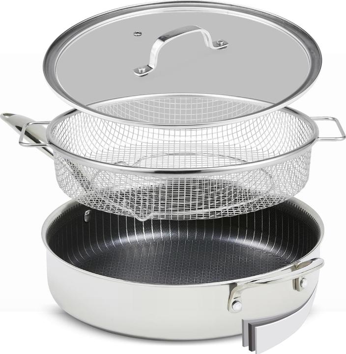 Immagine prodotto Livington Titan Pan (26.50 cm, Padella per friggere, Acciaio inossidabile, Alluminio)