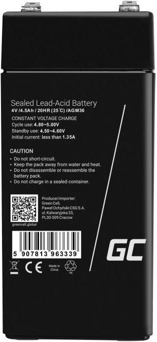 Actual product image GreenCell Battery AGM VRLA 6V 15Ahh - Battery - 15,000 mAh (6 V, 15 Ah)