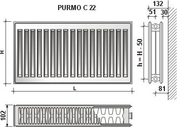 Produktbild Purmo Radiator Compact C 22, 500-2000, side connection