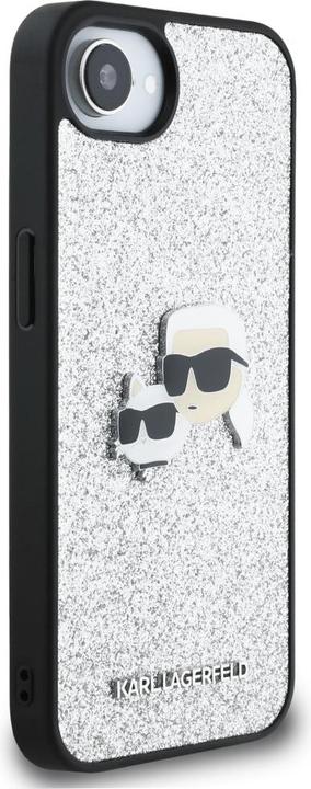 Actual product image Karl Lagerfeld - Hardcase Glitter Fixed (KLHCPSE4PFGKCPS) - iPhone 16e - Silver Karl&Choupette Head (Apple iPhone 16e)