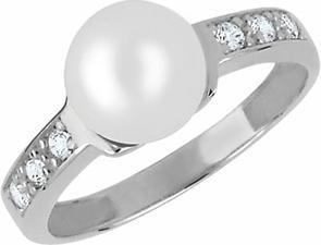 Actual product image Brilio Charming white gold ring with crystals and genuine pearl 225 001 00237 07 - Circuit: 58 mm (58)