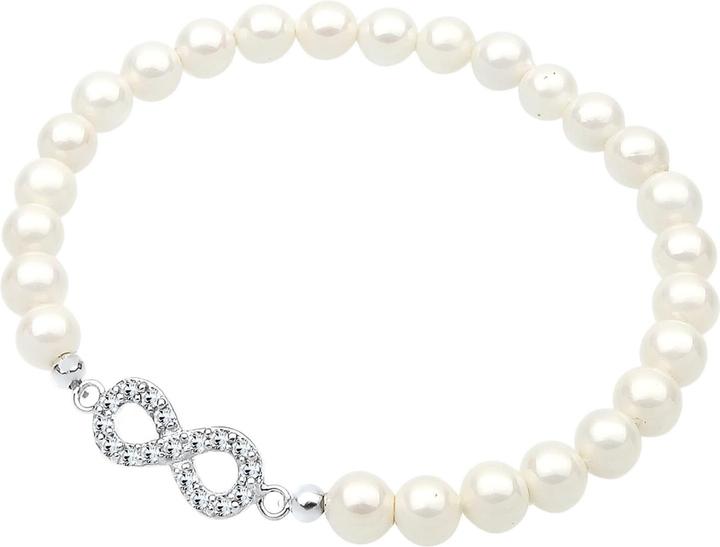 Produktbild Elli Armband Infinity Perle Kristalle 925 Silber (18 cm, Glaskristall, Muschelkernperlen, Plastik, 925er Sterling Silber)