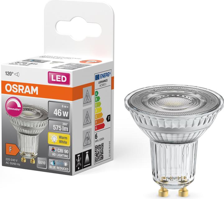 Productafbeelding Osram GU10 Reflector - Par16 (GU10, 6 W, 575 lm, 1 x, F)