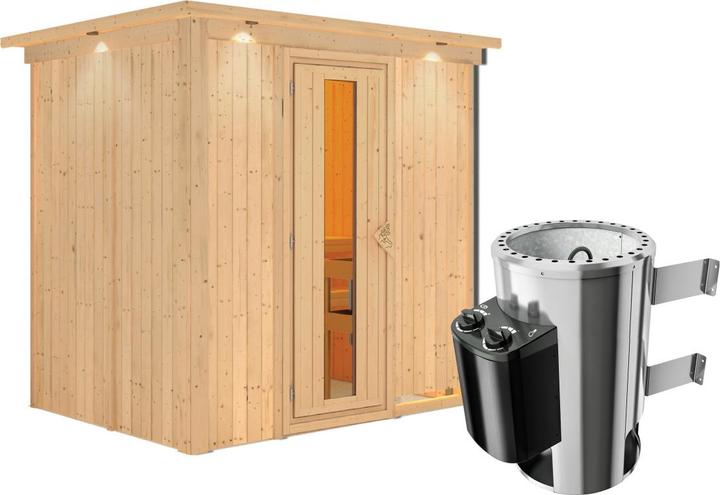 Produktbild Karibu Sauna Benin Fronteinstieg, Kranz (Plug & Play 3,6 KW interne Steuerung)
