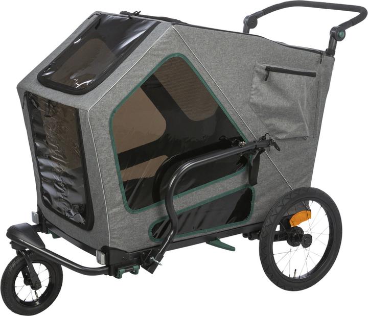 Actual product image Trixie Bicycle trailer L, 80×103×98/147 cm, grey/sage (Dog, Reflectors, Can be opened completely)