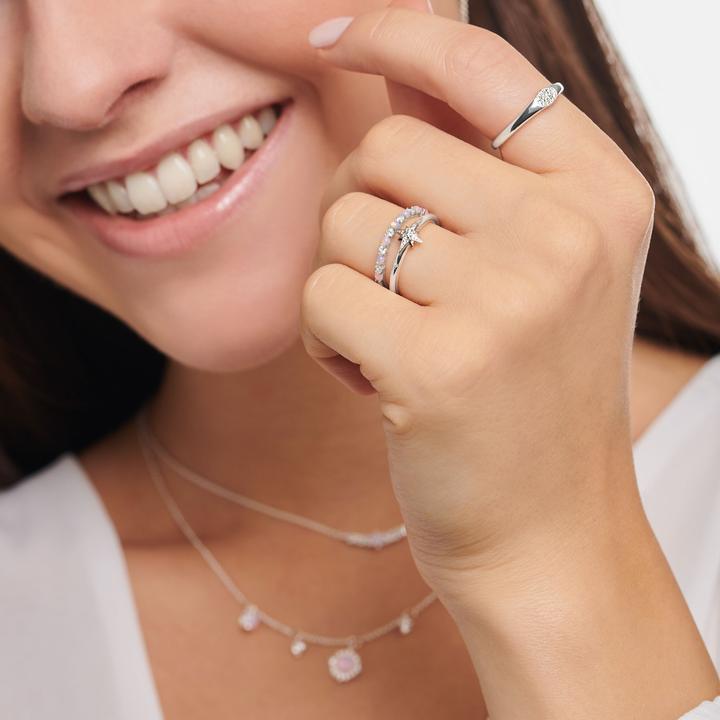 Produktbild Thomas Sabo Ring Rosa und weisse Steine (52, 925 Silber)
