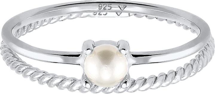 Image du produit Elli PREMIUM Bague Set Perle Twisted 925 Argent (58, Argent 925)