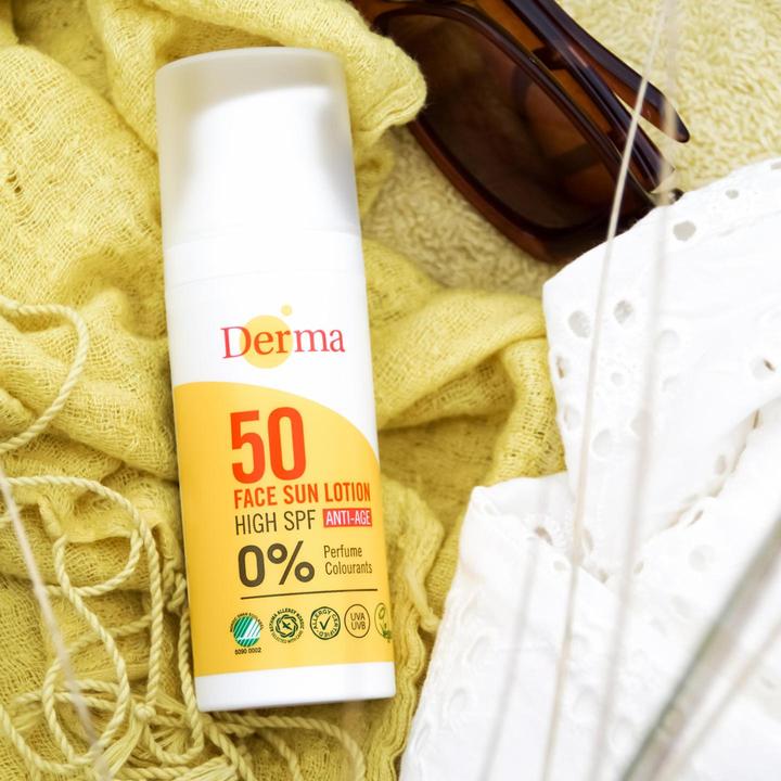 Actual product image Deroma Face Sun Lotion SPF 50 50 ml (Sun cream face, SPF 50, 50 ml)