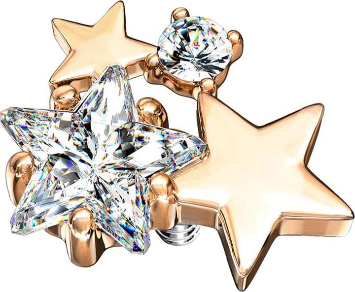 Produktbild Star Piercing Dermal Anchor rosegold doppel Sternkristall silber (Messing, Chirurgenstahl 316L)