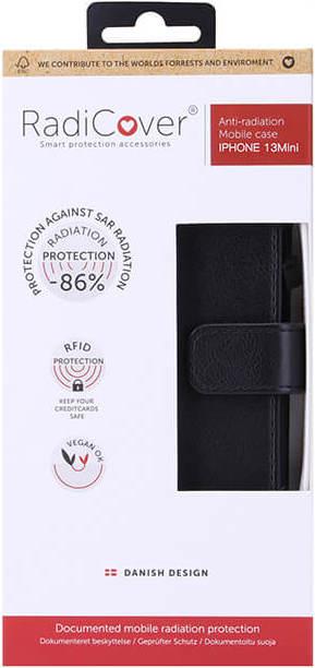 Actual product image Radicover Radiationprotected Mobilewallet iPhone - iPhone 13 Mini Flipcover Black (Apple iPhone 13 mini)