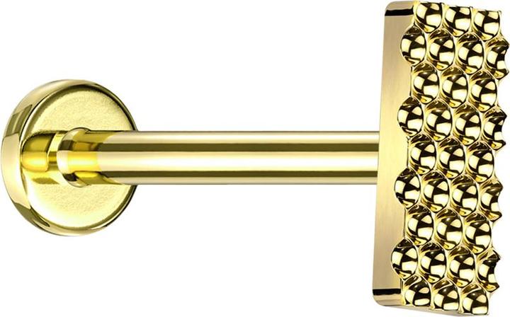 Image du produit Star Piercing Micro Labret femelle doré à l'or fin pointillé diamant rectangle doré (sans laiton, Titane G23)