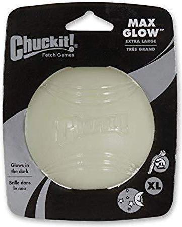 Actual product image Chuckit! CHUCKIT MAX GLOW Glow in the dark 9 cm diameter XL size White (Ball toy dog)