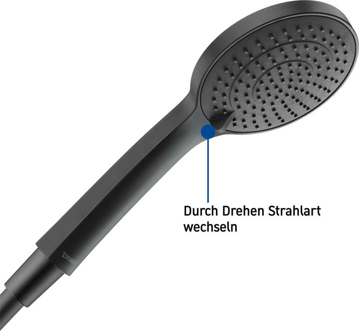 Actual product image Duravit Hand shower 110, 3 jet black matt (3 Beam types, 14 l/min)