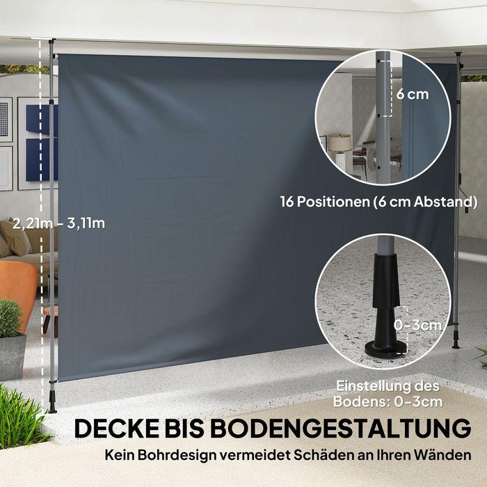 Actual product image Swisshandel24 Klemmmarkise mit Handkurbel höhenverstellbar inkl. Wandhalterung 400 cm, Dunkelgrau (4 m)