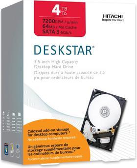 Hitachi Deskstar 7K4000, 7200rpm, 64MB, 4TB, SATA-3, Retail (4 TB, 3.5")