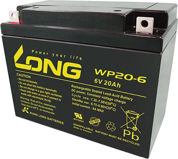 Kung Long Akku WP20-6 mit M5 Flachpol - M5 B/N Kontakt (6 V, 20 Ah)