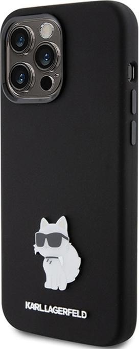 Image du produit Karl Lagerfeld KLHCP15LSMHCNPK iPhone 15 Pro 6.1" czarny/black Silicone Choupette Metal Pin (Apple iPhone 15 Pro)