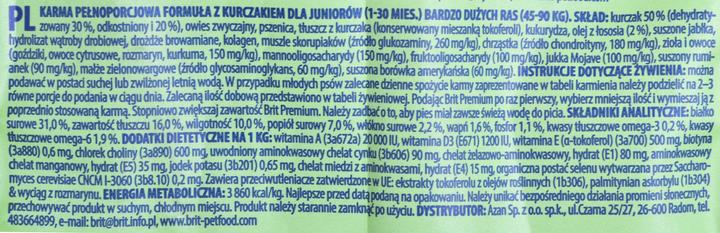 Produktbild Brit PREMIUM Dog by Nature Junior XL 3kg (Welpe + Kitten, 1 Stk., 3000 g)