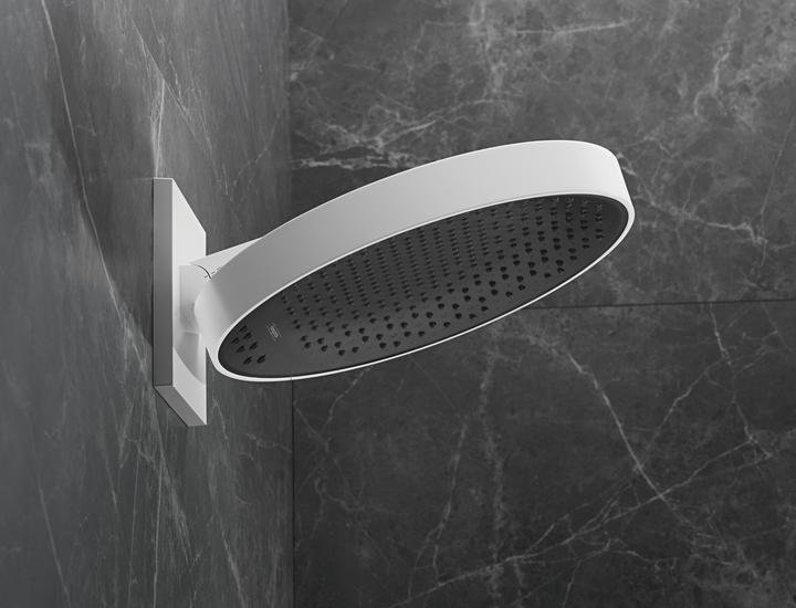 Produktbild hansgrohe Rainfinity 3jet Kopfbrause mit Brausearm : Farbe - Matt White (3 Strahlarten, 28.10 l/min)