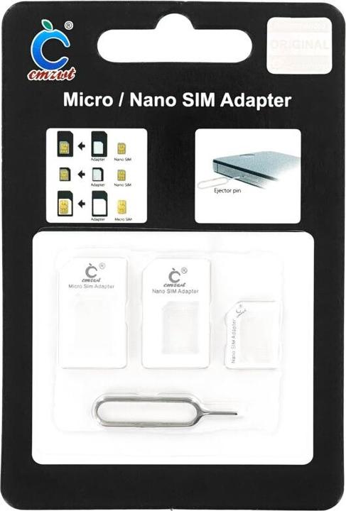 Productafbeelding Cmzwt Nano SIM & Micro SIM-adapter set wit (SIM-houder)