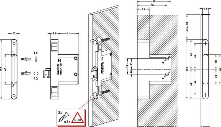 Actual product image Camar Hanging rail fitting 821/12, left, galvanised steel/zamak (1 pcs.)