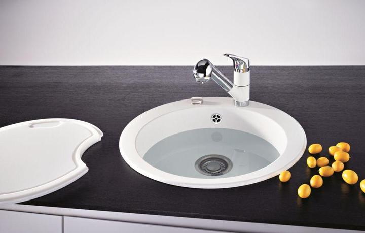 Actual product image Franke Stone washbasin Ronda, ROG 610-41, plug valve, Onyx (Fitted sink, 51 cm, 51 cm)