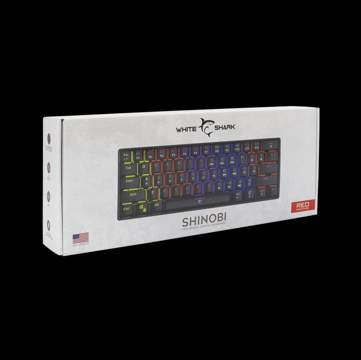 Image du produit White Shark Clavier de jeu mécanique blanc Shark Shinobi, OUTEMU RED Switch, rétroéclairage LED RGB complet, U (US, Filaire)