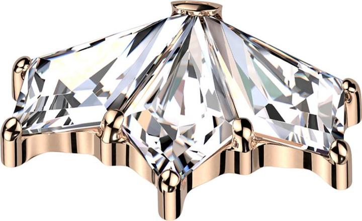 Immagine prodotto Star Piercing Ventaglio Dermal Anchor oro rosa tre cristalli di diamante argento (senza ottone, Titanio G23)