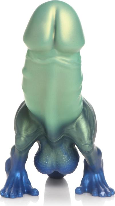 Actual product image Creature Cocks XR Brands - Jurassic Cock Dinosaur Dildo - Green & Blue