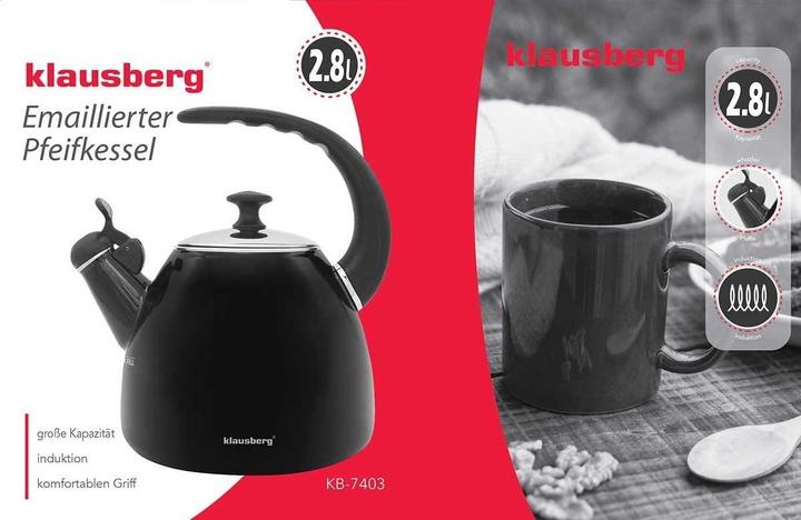 Productafbeelding Klausberg Stalen waterkoker 2.8L Zwart KB-7403 (2.80 l)