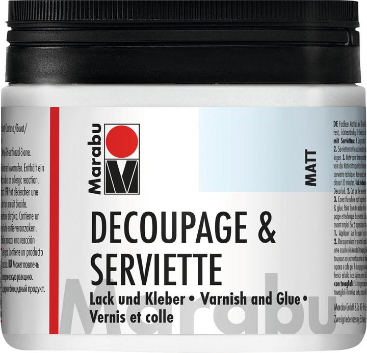 Actual product image Marabu Decoupage Lacquer and Glue matt 500ml (Transparent, 500 ml)