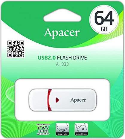 Image du produit Apacer USB 2.0 laikmena AH333 64GB (Balta) (64 Go, USB 2.0)