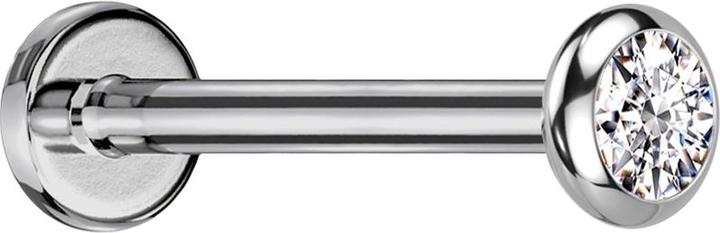 Star Piercing Micro Threadless Labret silber Scheibe abgerundet Kristall silber (ohne Messing, Titan G23)