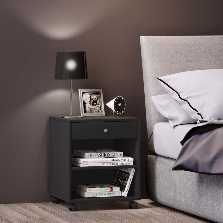 Image du produit VCM Table de nuit en bois Rolda avec roulettes (45 x 38 x 54 cm)