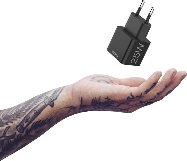 Produktbild Hama Schnellladegerät, USB-C, PD/Qualcomm®, Mini-Ladegerät, 25 W, Schwarz (25 W)