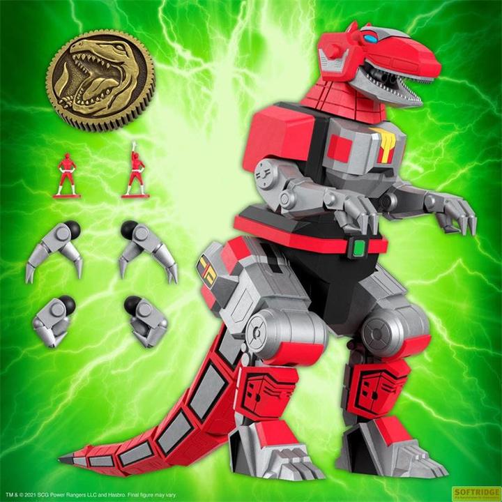 Actual product image Super7 Mighty Morphin Power Rangers figurine Ultimates Tyrannosaurus Dinozord 20 cm