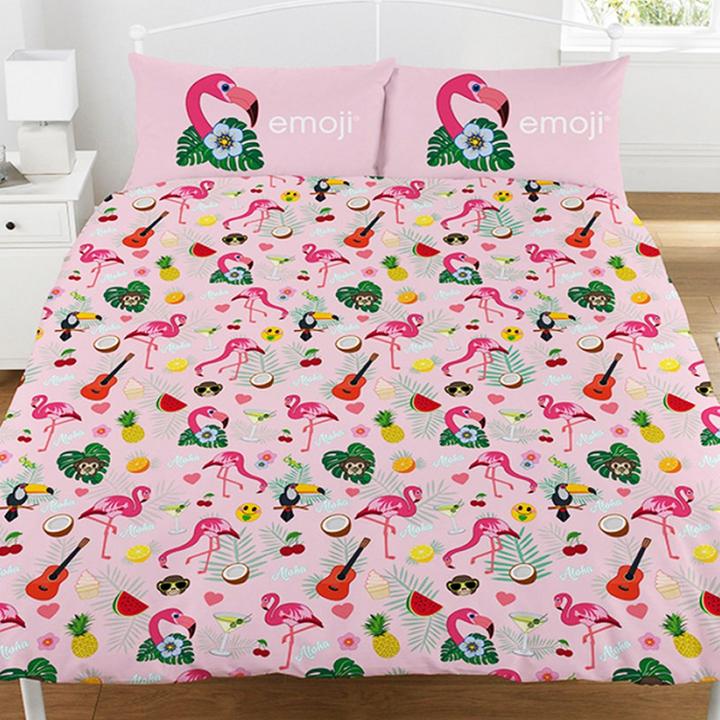 Immagine prodotto Emoji Biancheria da letto reversibile con fenicotteri